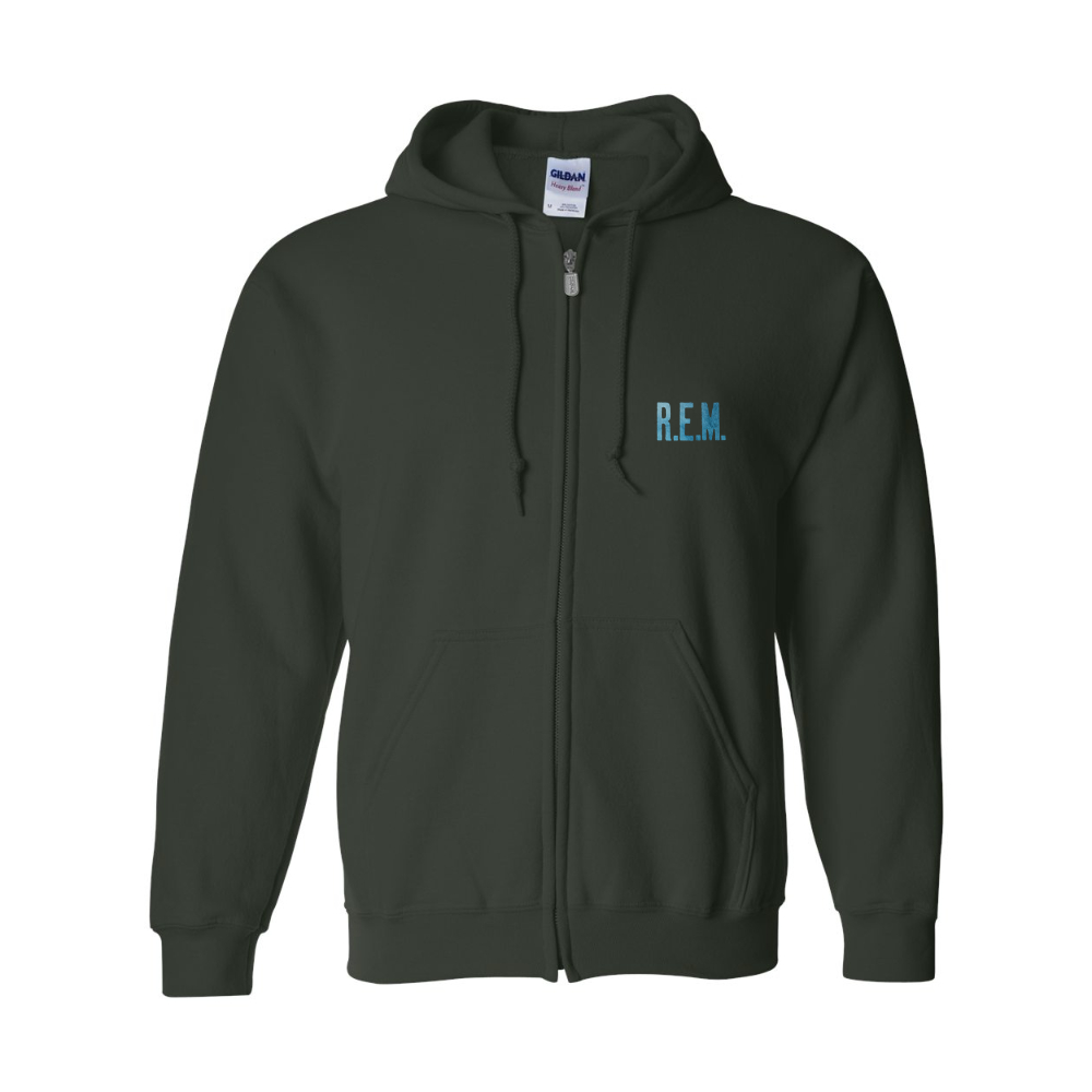 Men's R.E.M. Blue Gildan  Heavy Blend Full Zip Hooded Sweatshirt