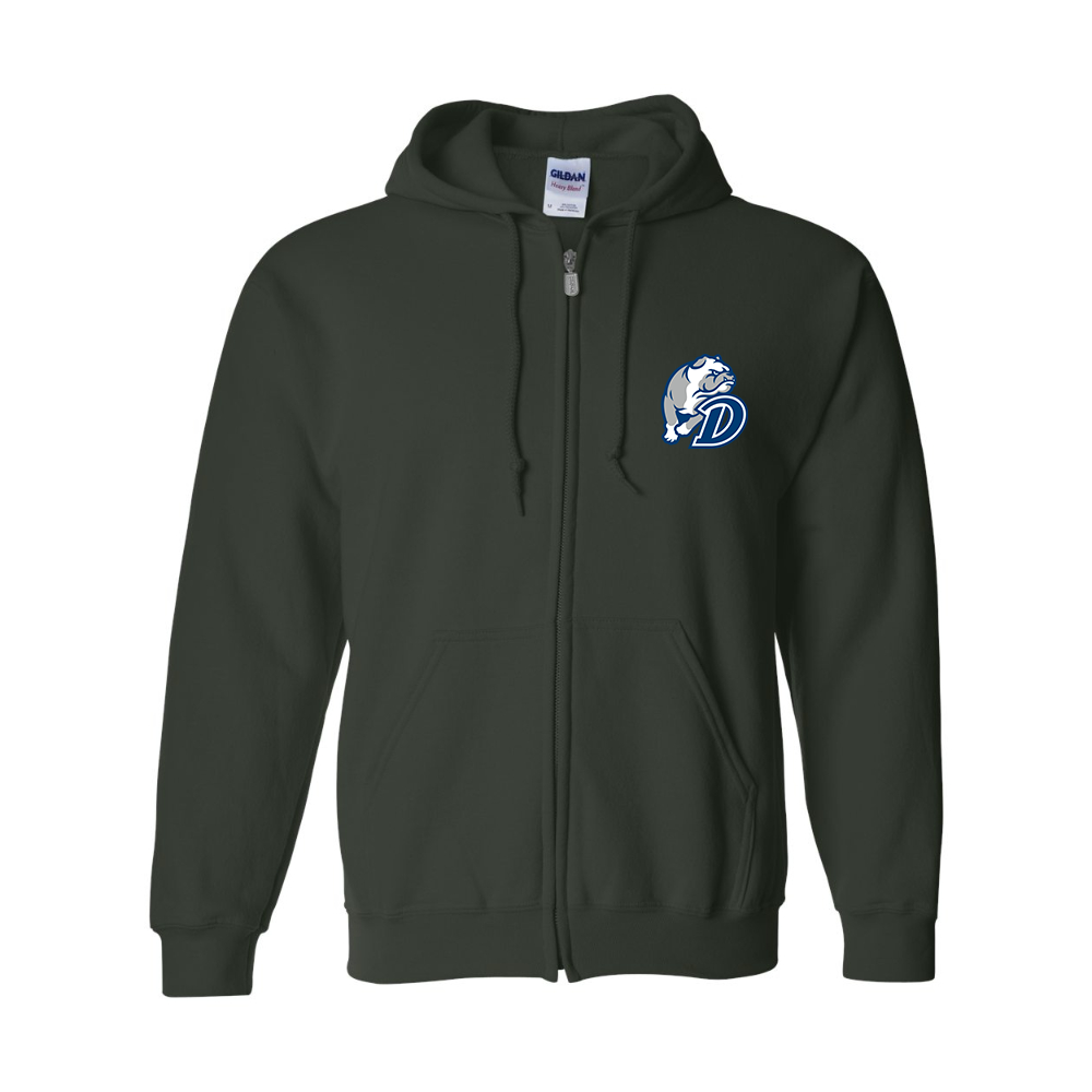 Men's Drake Bulldogs Gildan  Heavy Blend Full Zip Hooded Sweatshirt