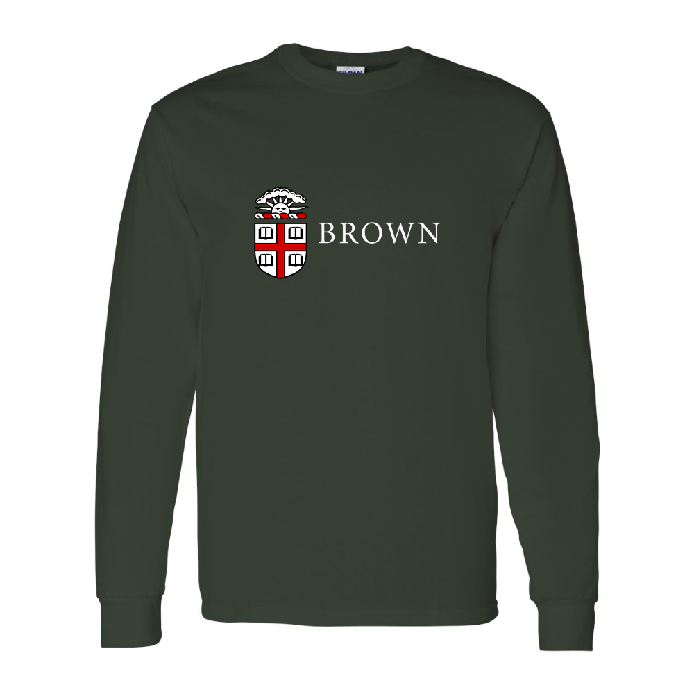 Men's Brown University Gildan Heavy Cotton Long Sleeve T-Shirt