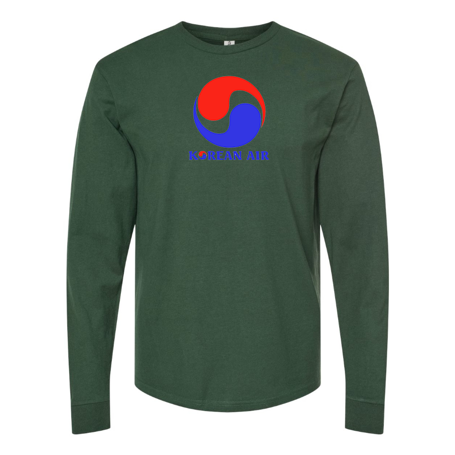 Men's Korean Air Logo Cotton Long Sleeve T-Shirt
