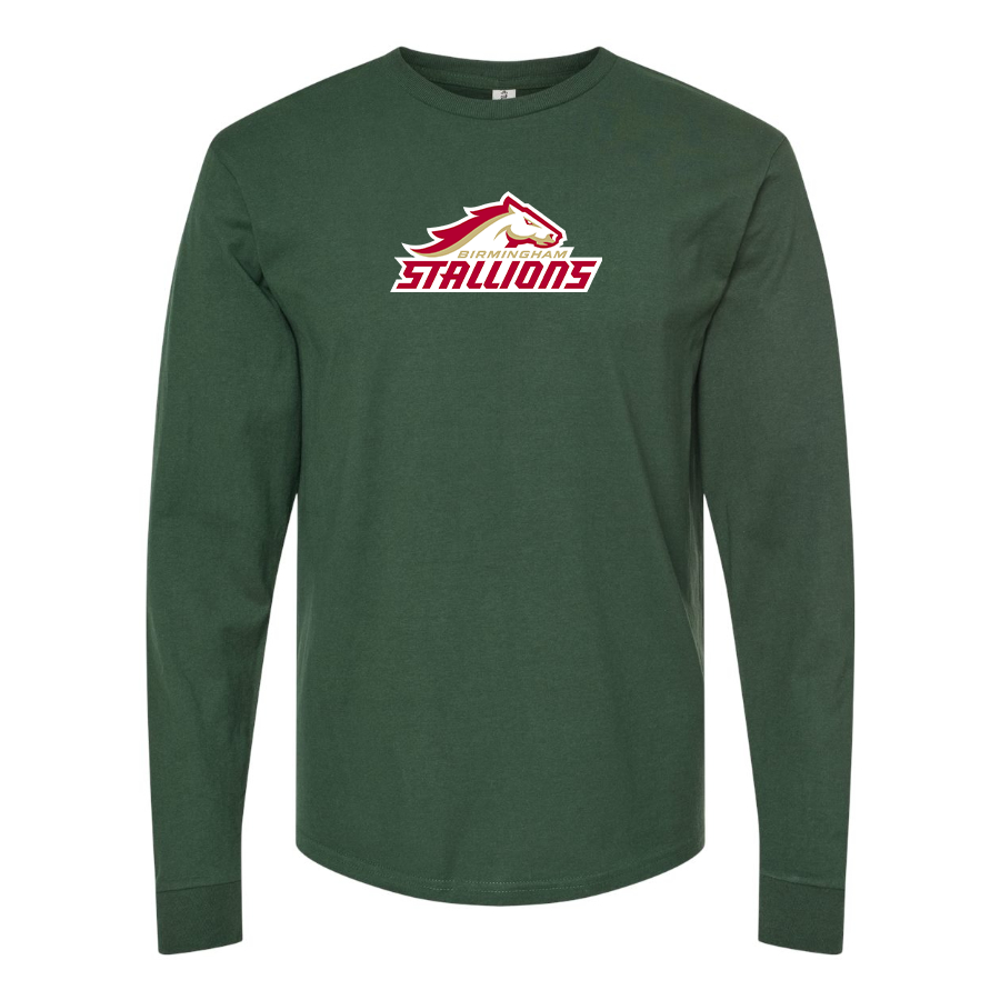 Men's Birmingham Stallions Logo Cotton Long Sleeve T-Shirt