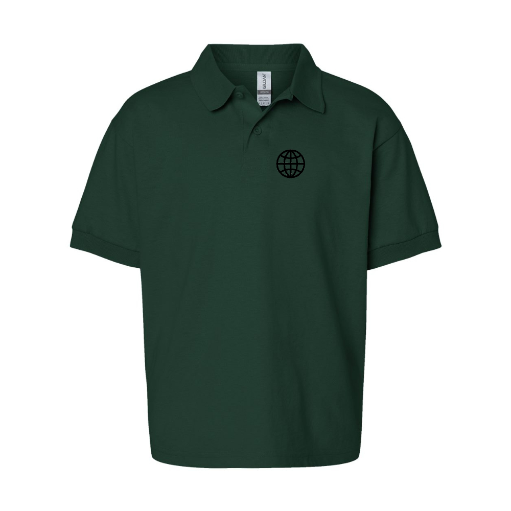 Youth Internet Globe Gildan Dry Blend Jersey Polo
