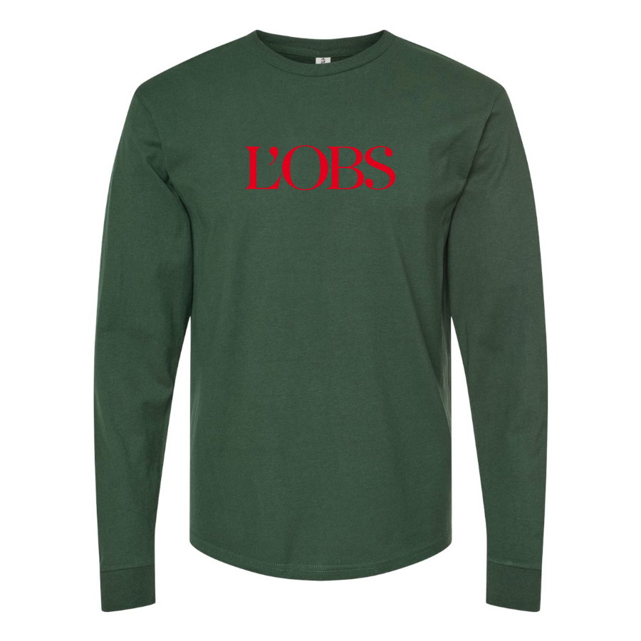 Men's  L'OBS Logo Cotton Long Sleeve T-Shirt