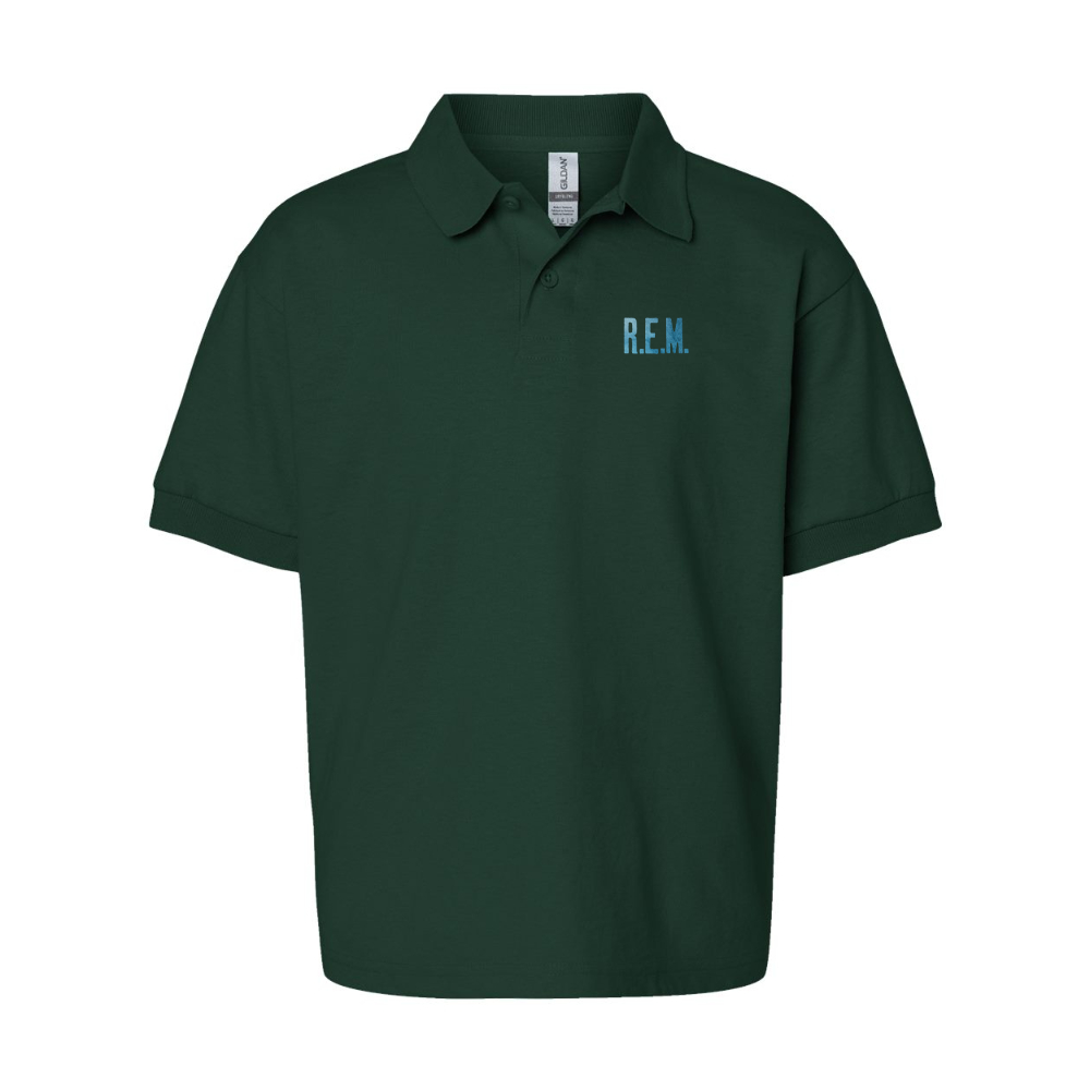 Youth R.E.M. Blue  Gildan Dry Blend Jersey Polo