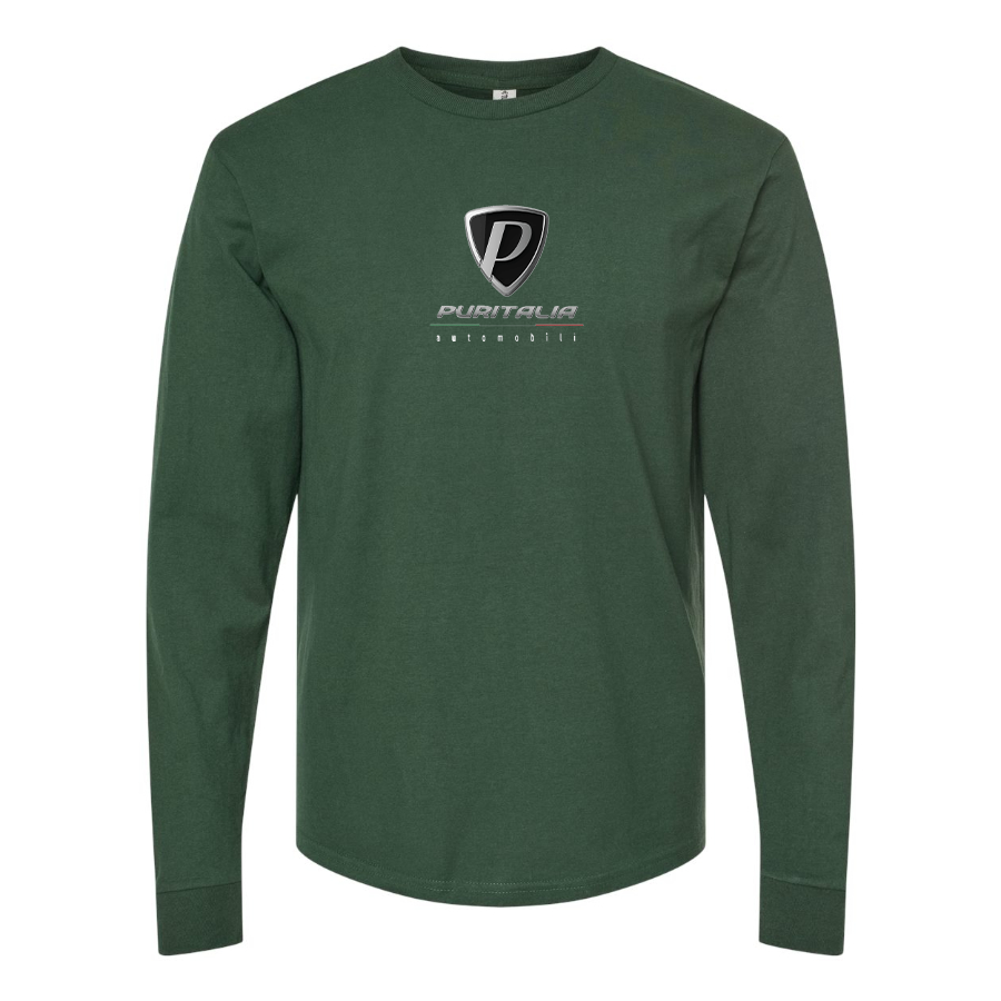 Men's Puritalia Automobili Logo Cotton Long Sleeve T-Shirt