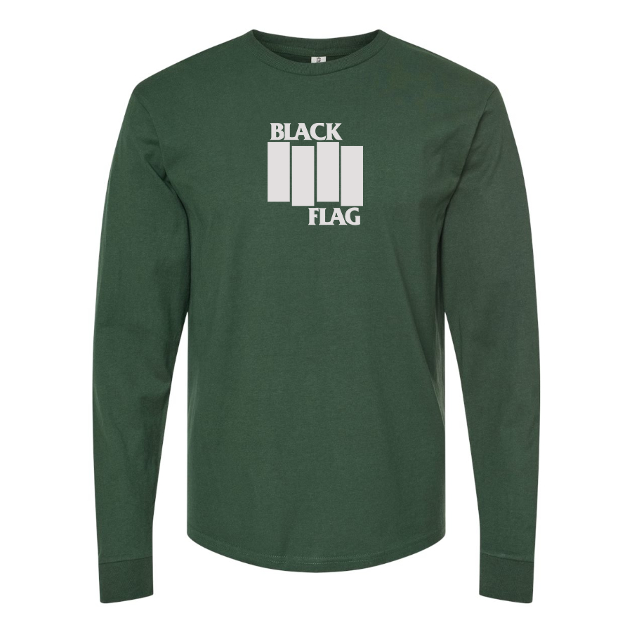 Men's Black Flag Logo Cotton Long Sleeve T-Shirt