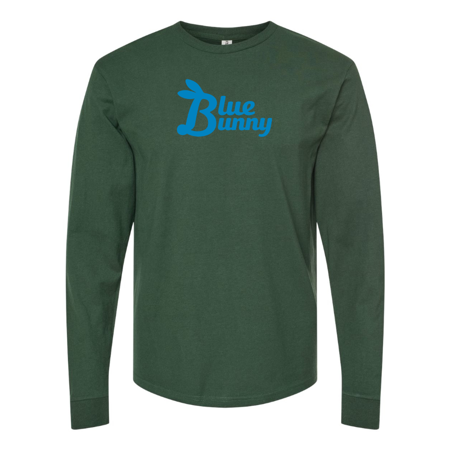 Men's Blue Bunny Logo Cotton Long Sleeve T-Shirt