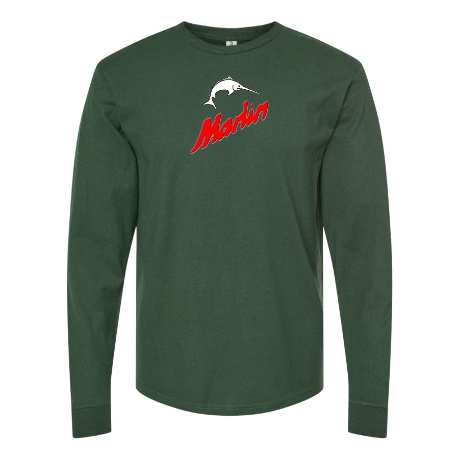 Men's Marlin Logo Cotton Long Sleeve T-Shirt