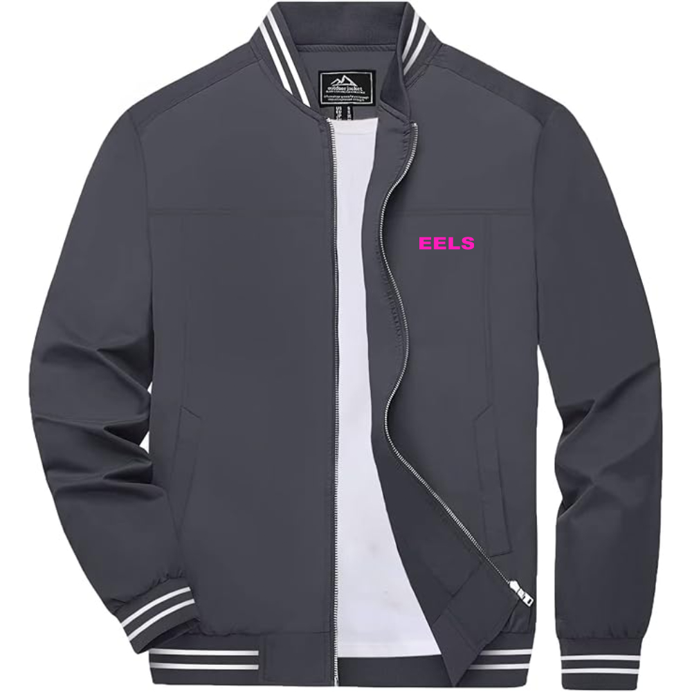 Men's Eels Lightweight Zip-Up Bomber Jacket with Ribbed Collar and Cuffs Versatile Casual Outerwear