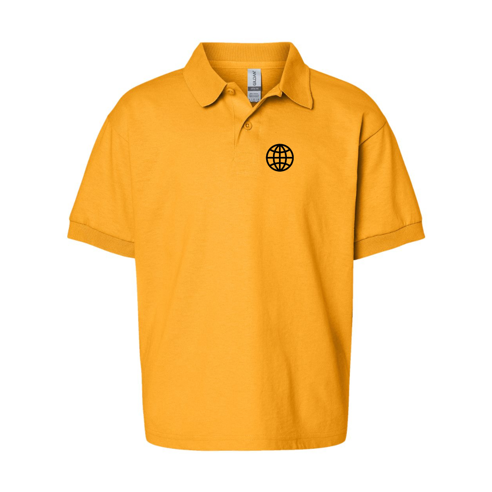 Youth Internet Globe Gildan Dry Blend Jersey Polo