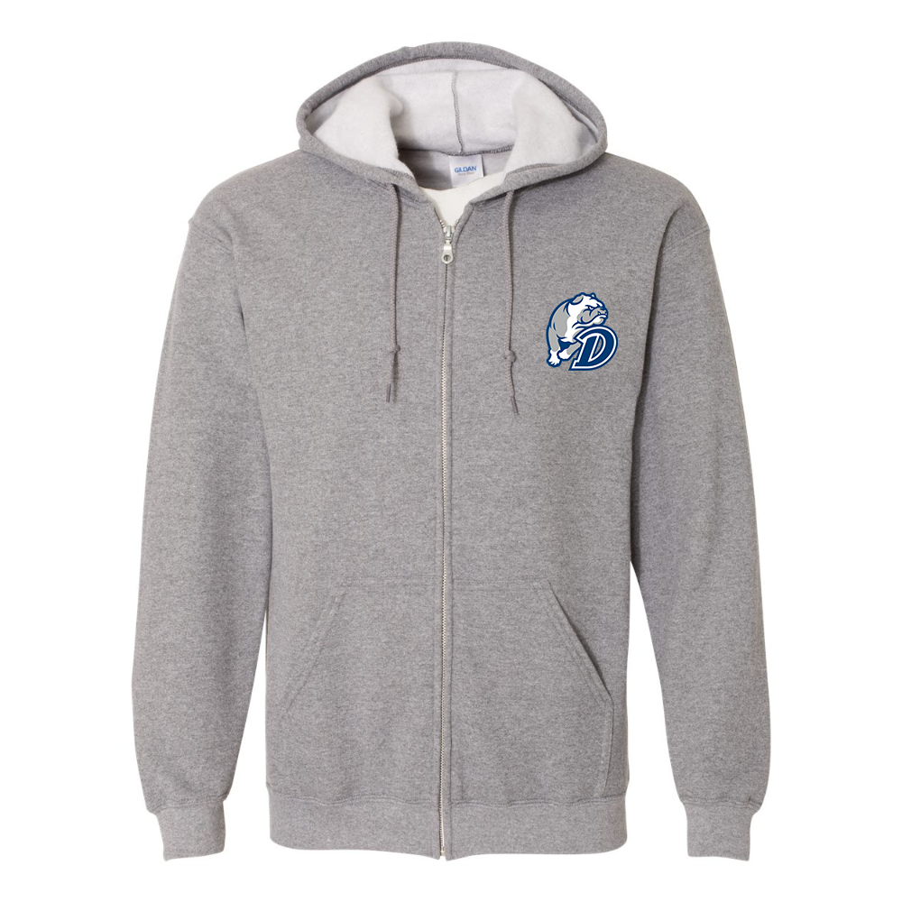 Men's Drake Bulldogs Gildan  Heavy Blend Full Zip Hooded Sweatshirt