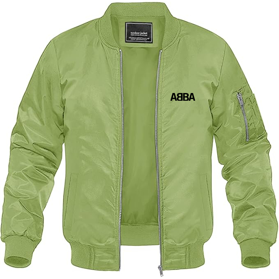 Men's Abba Logo Lightweight Bomber Jacket Windbreaker Softshell Varsity Jacket Coat