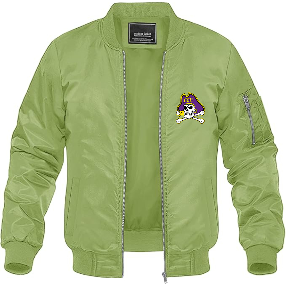 Men's  East Carolina Pirates Lightweight Bomber Jacket Windbreaker Softshell Varsity Jacket Coat