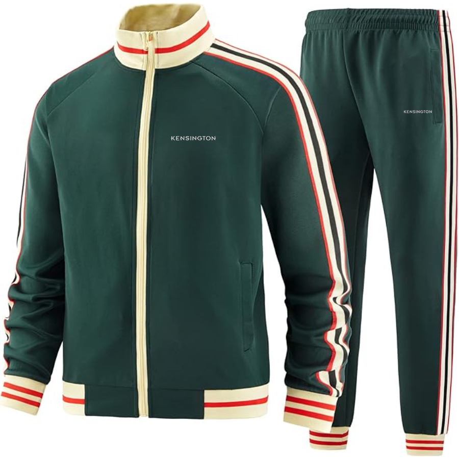 Men's Kensington Two Piece Designer Tracksuit with Bold Striped Accents and Zippered Front Elevated Athletic