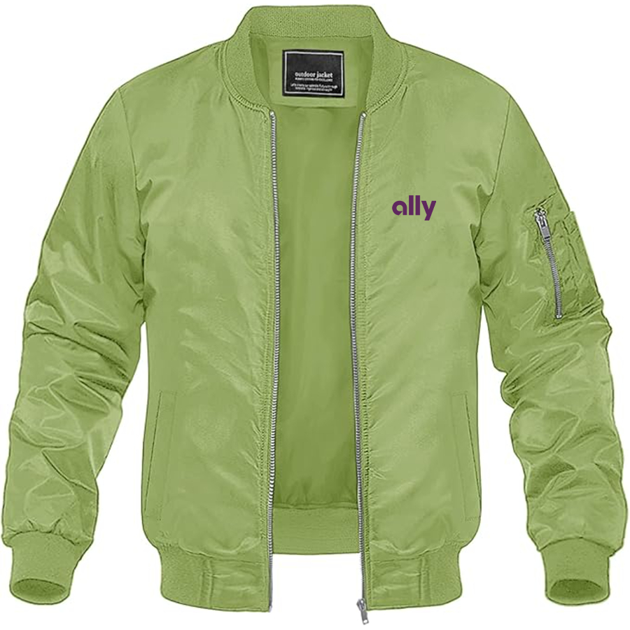 Men's Ally Financial Logo Lightweight Bomber Jacket Windbreaker Softshell Varsity Jacket Coat