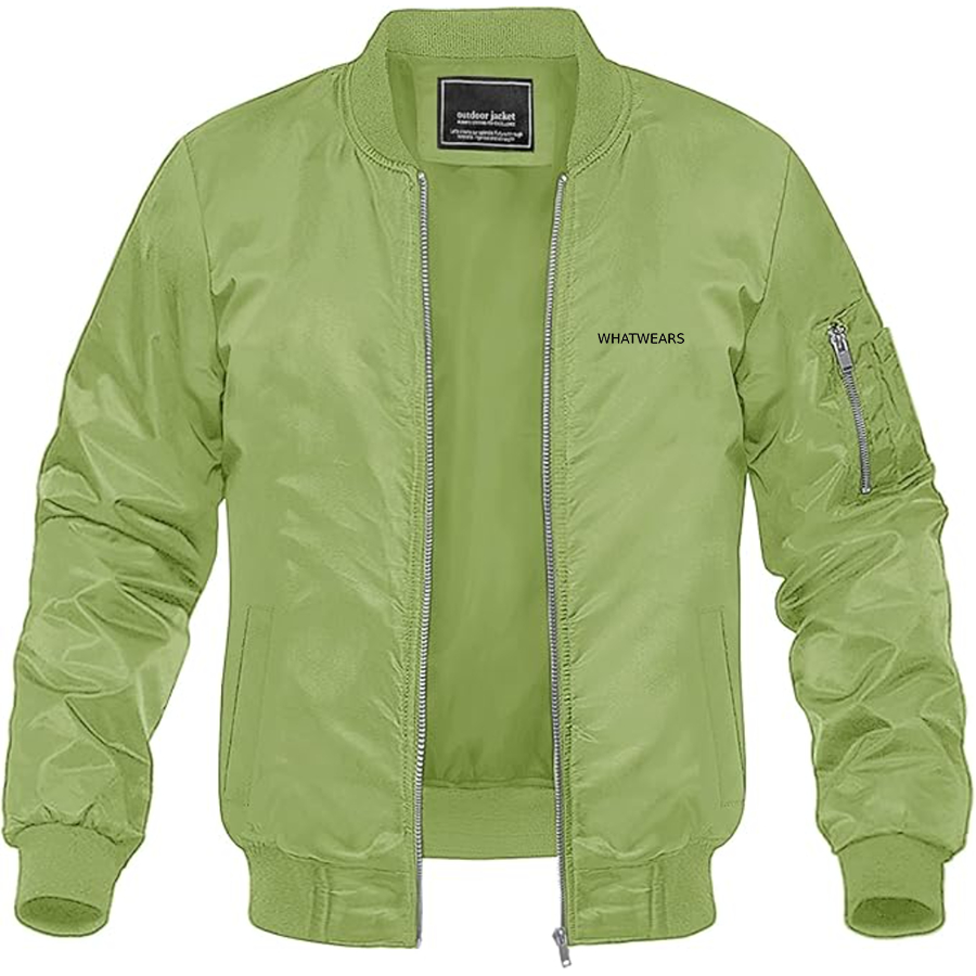 Men's WhatWears Logo Lightweight Bomber Jacket Windbreaker Softshell Varsity Jacket Coat
