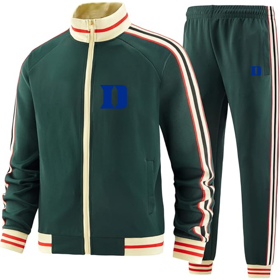 Men's  Duke Blue Devils  Two Piece Designer Tracksuit with Bold Striped Accents and Zippered Front Elevated Athletic