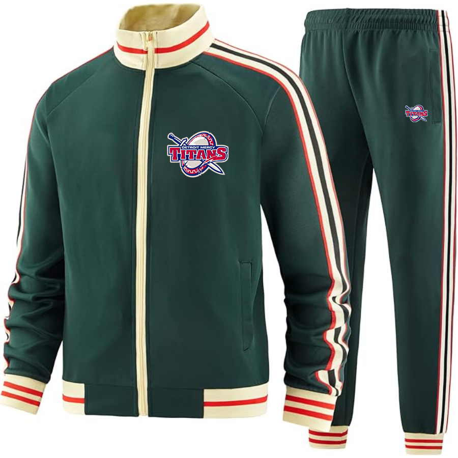 Men's Detroit Titans  Two Piece Designer Tracksuit with Bold Striped Accents and Zippered Front Elevated Athletic