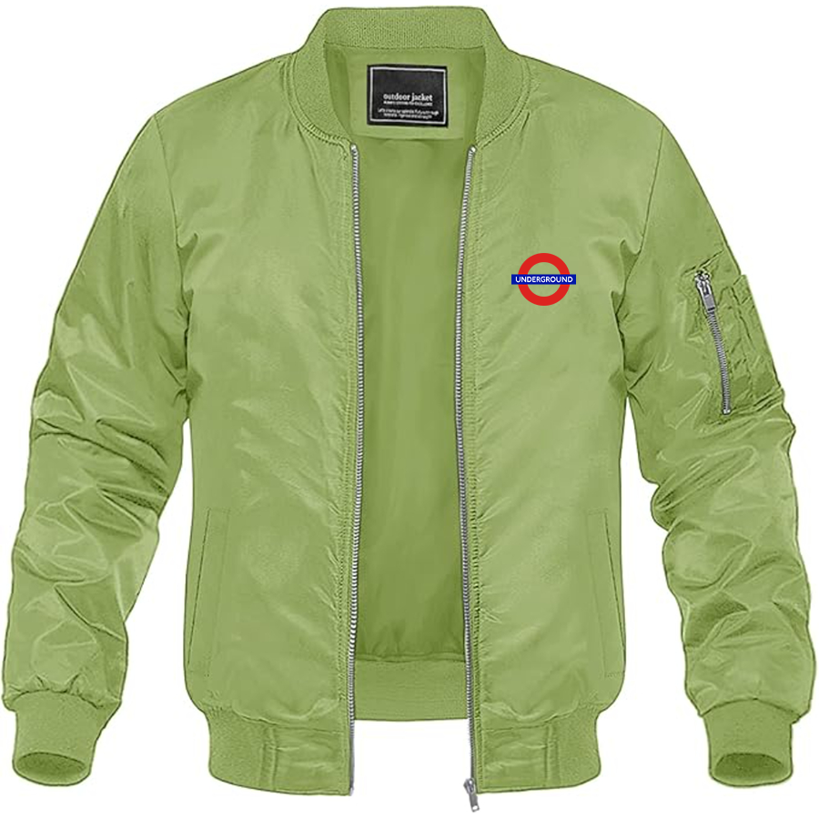 Men's London Tube Logo Lightweight Bomber Jacket Windbreaker Softshell Varsity Jacket Coat