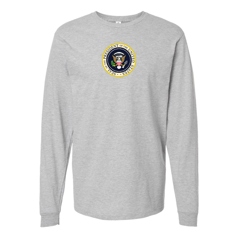 Men's USA President Seal Logo Cotton Long Sleeve T-Shirt