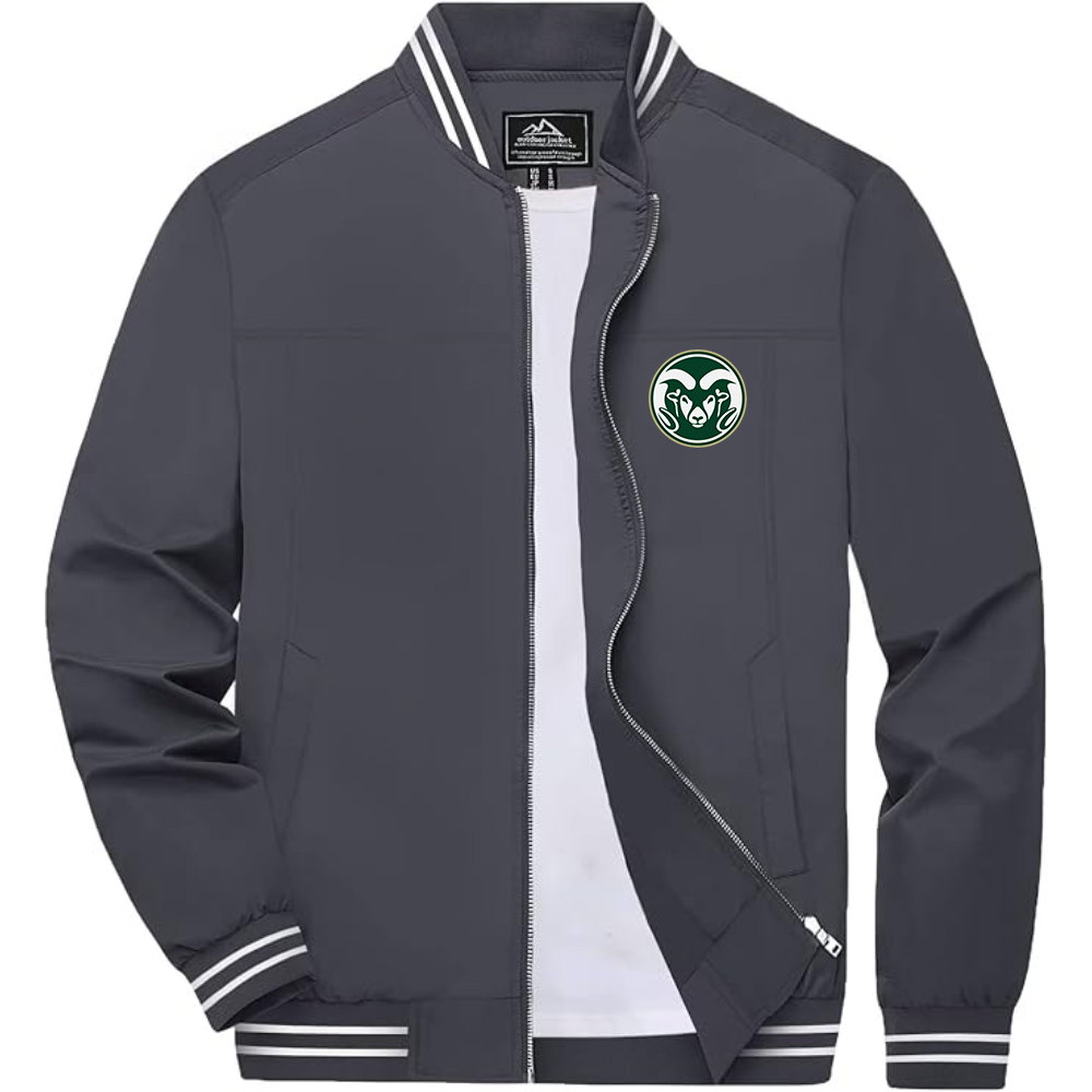 Men's Colorado State Rams  Lightweight Zip-Up Bomber Jacket with Ribbed Collar and Cuffs Versatile Casual Outerwear