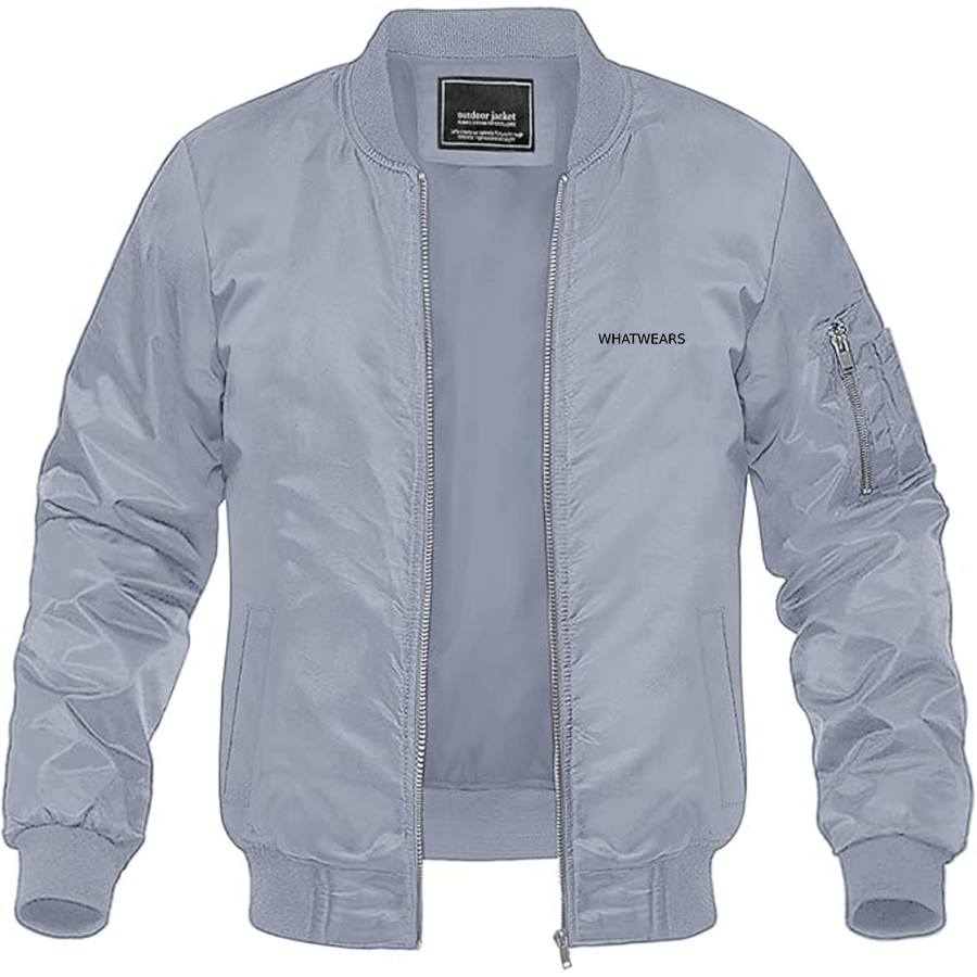 Men's WhatWears Logo Lightweight Bomber Jacket Windbreaker Softshell Varsity Jacket Coat