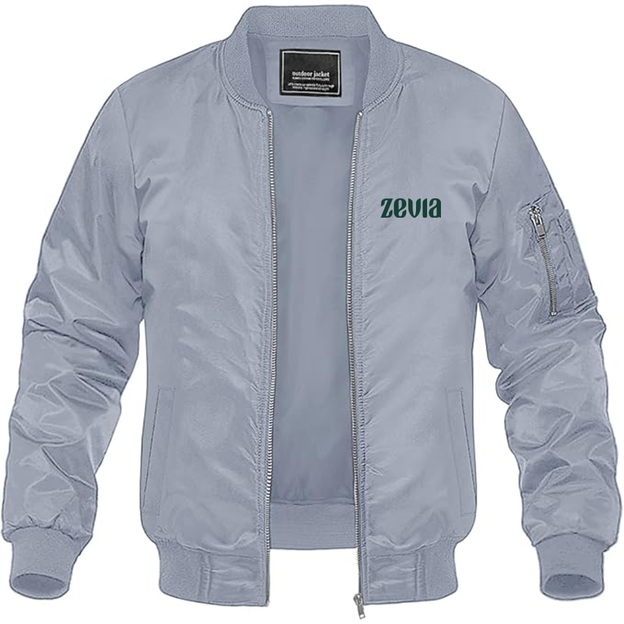 Men's Zevia Logo Lightweight Bomber Jacket Windbreaker Softshell Varsity Jacket Coat