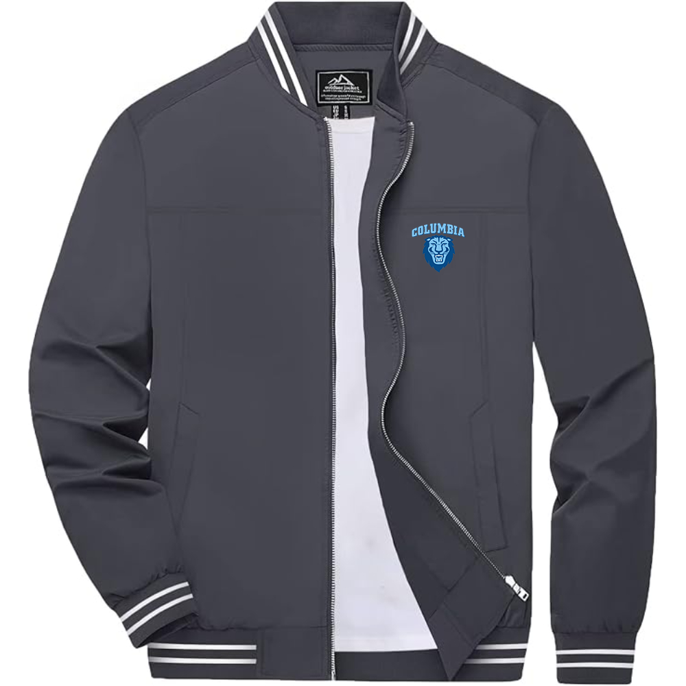 Men's Columbia Lions Lightweight Zip-Up Bomber Jacket with Ribbed Collar and Cuffs Versatile Casual Outerwear