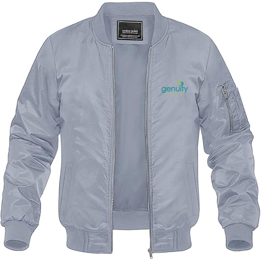 Men's Genuity Science Logo Lightweight Bomber Jacket Windbreaker Softshell Varsity Jacket Coat