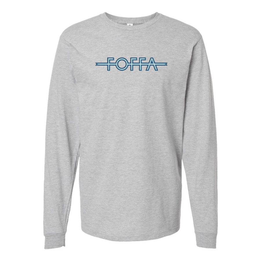 Men's Foffa Blue Logo Cotton Long Sleeve T-Shirt