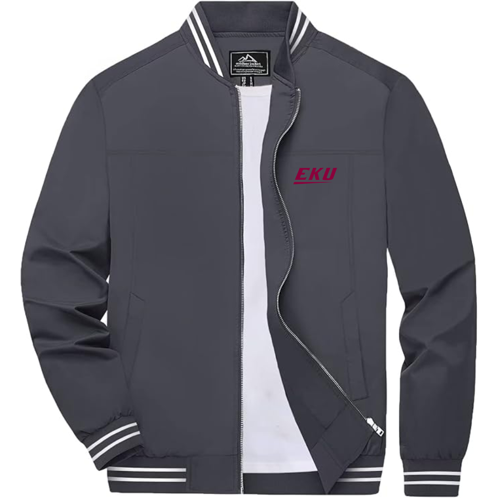 Men's Eastern Kentucky Colonels  Lightweight Zip-Up Bomber Jacket with Ribbed Collar and Cuffs Versatile Casual Outerwear