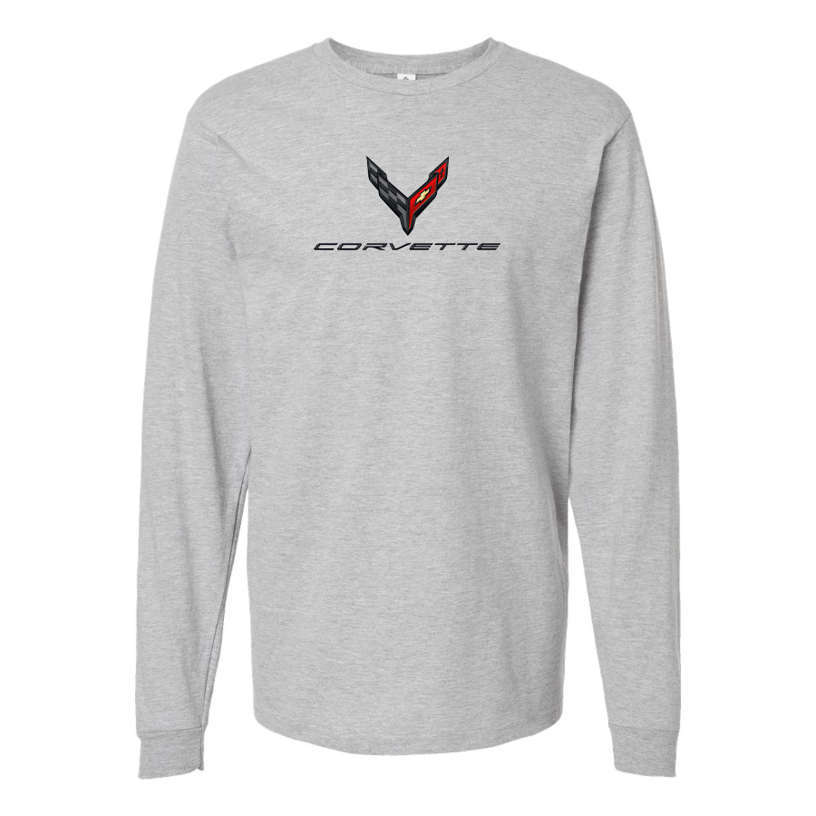 Men's Corvette Logo Cotton Long Sleeve T-Shirt