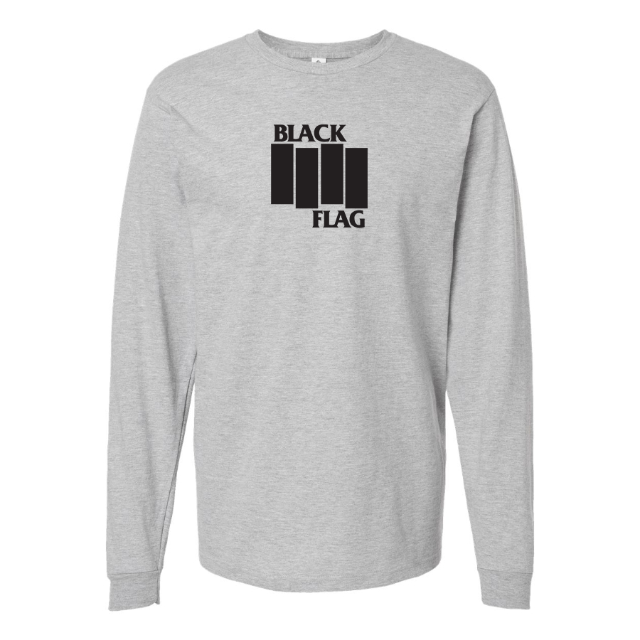 Men's Black Flag Logo Cotton Long Sleeve T-Shirt