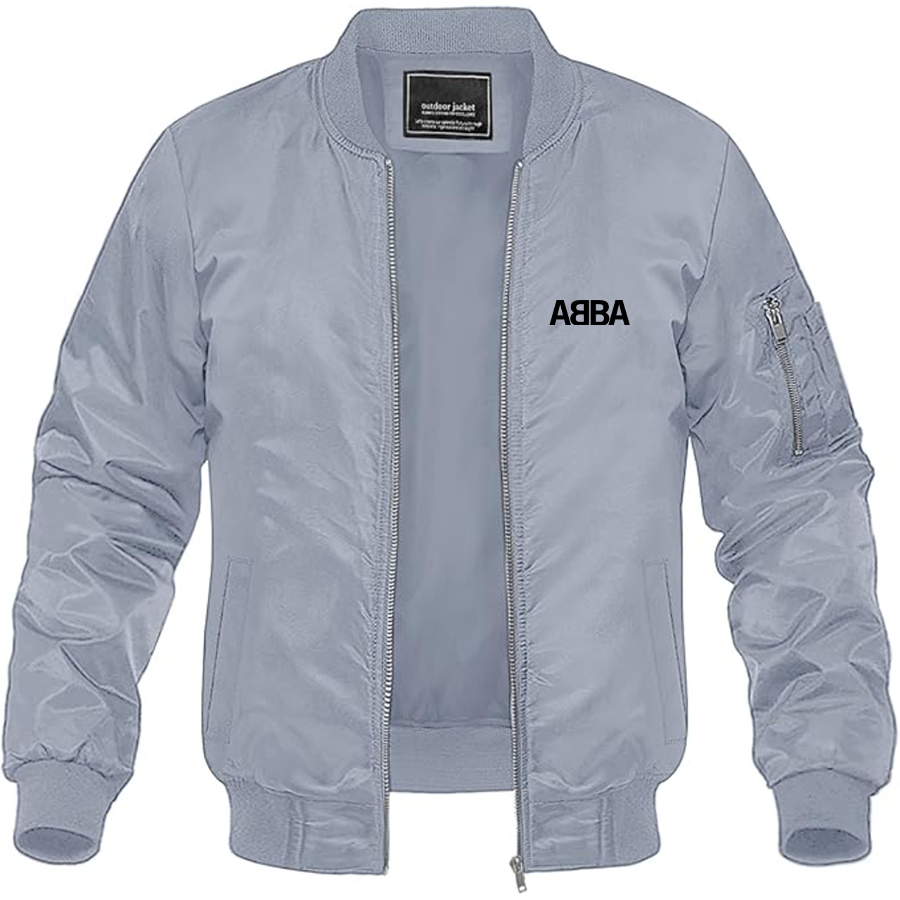 Men's Abba Logo Lightweight Bomber Jacket Windbreaker Softshell Varsity Jacket Coat