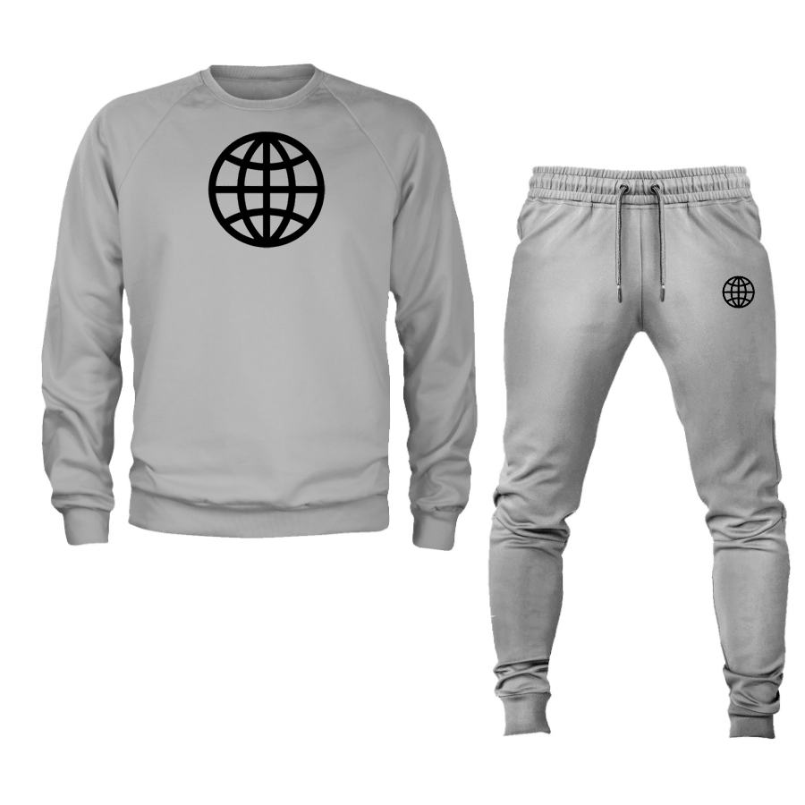 Men's Internet Globe Crewneck Sweatshirt Joggers Suit