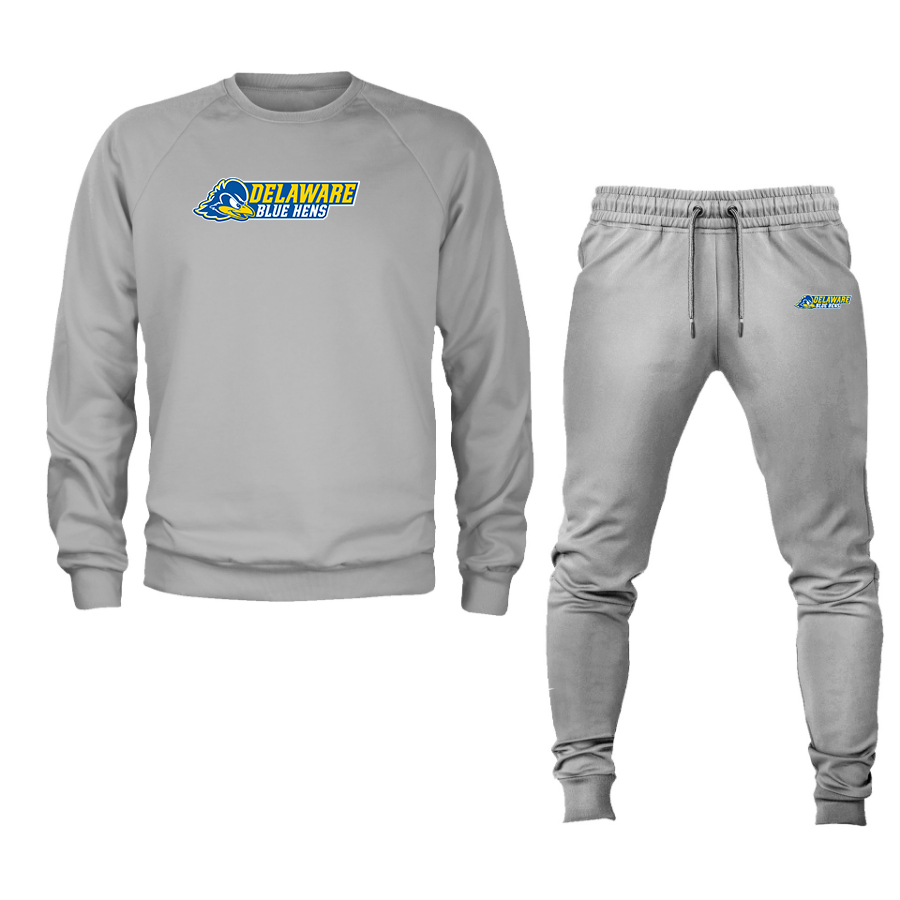 Men's  Delaware Blue Hens Crewneck Sweatshirt Joggers Suit