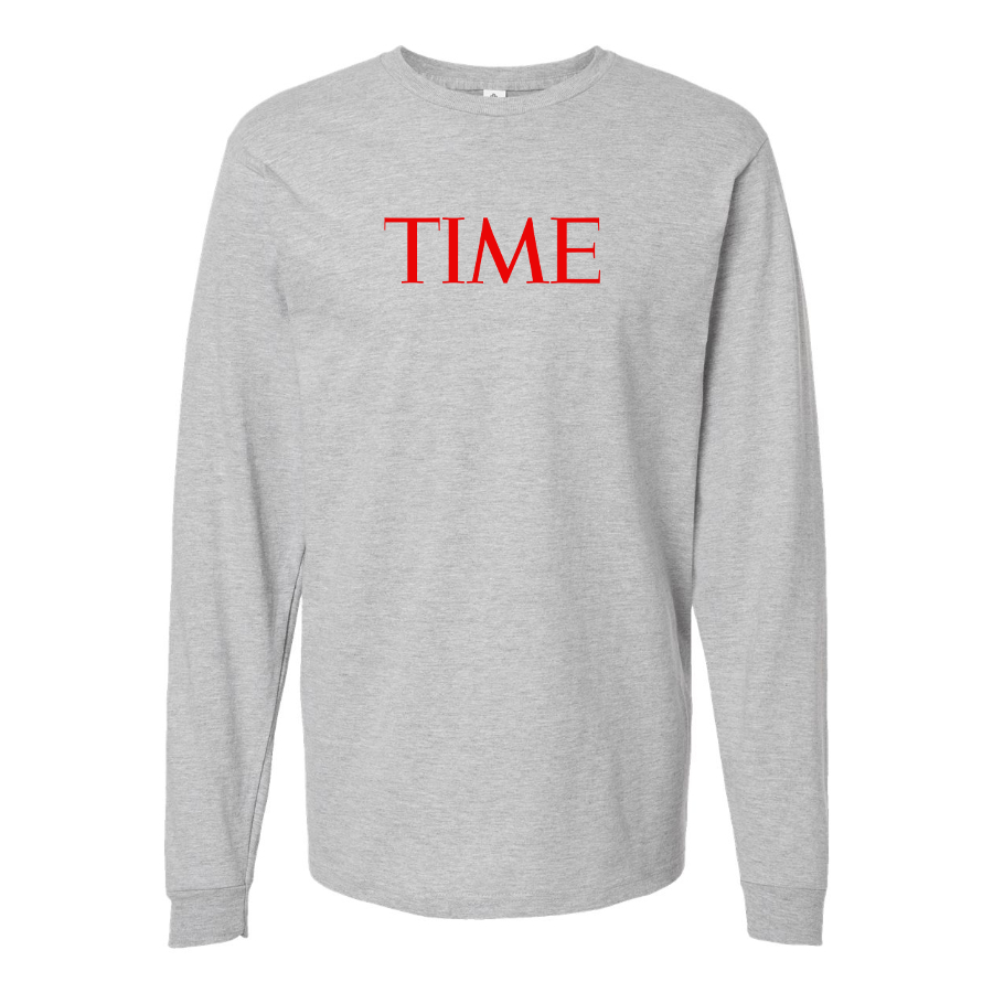Men's Time Logo Cotton Long Sleeve T-Shirt