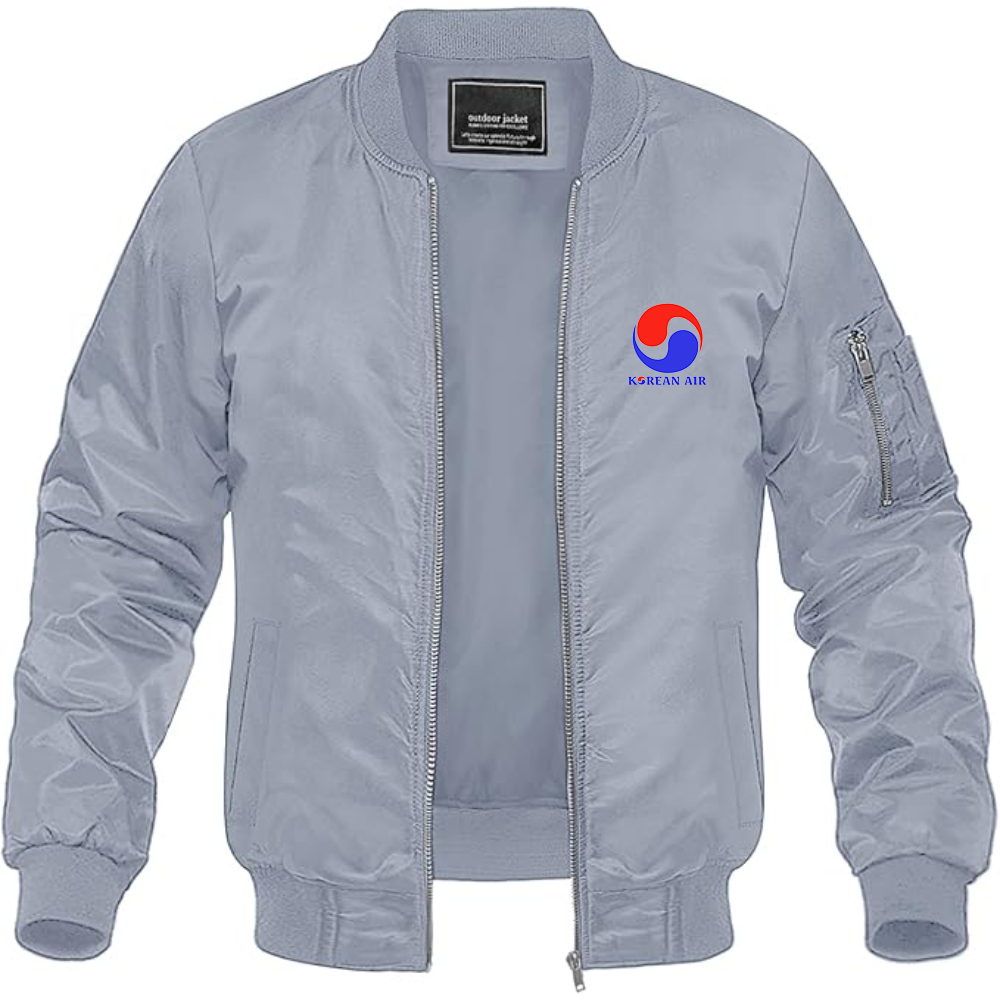 Men's  Korean Air Logo Lightweight Bomber Jacket Windbreaker Softshell Varsity Jacket Coat