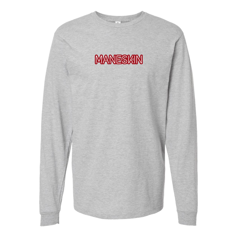 Men's Maneskin Red Neon Letter Logo Cotton Long Sleeve T-Shirt