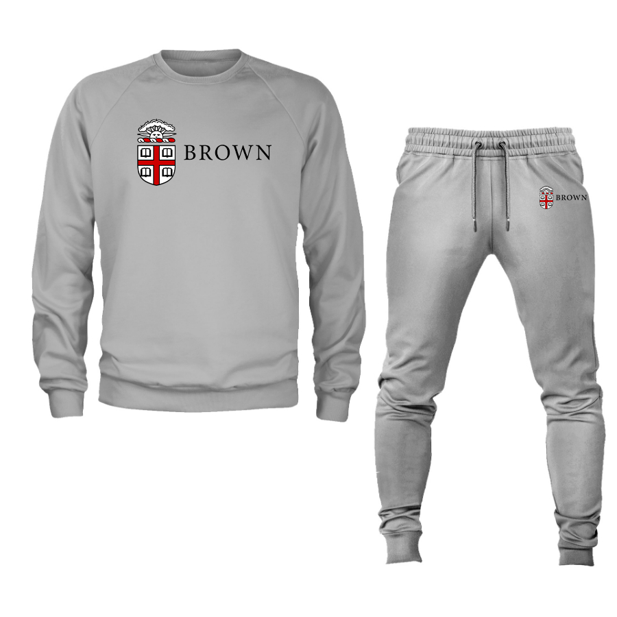 Men's Brown University Crewneck Sweatshirt Joggers Suit