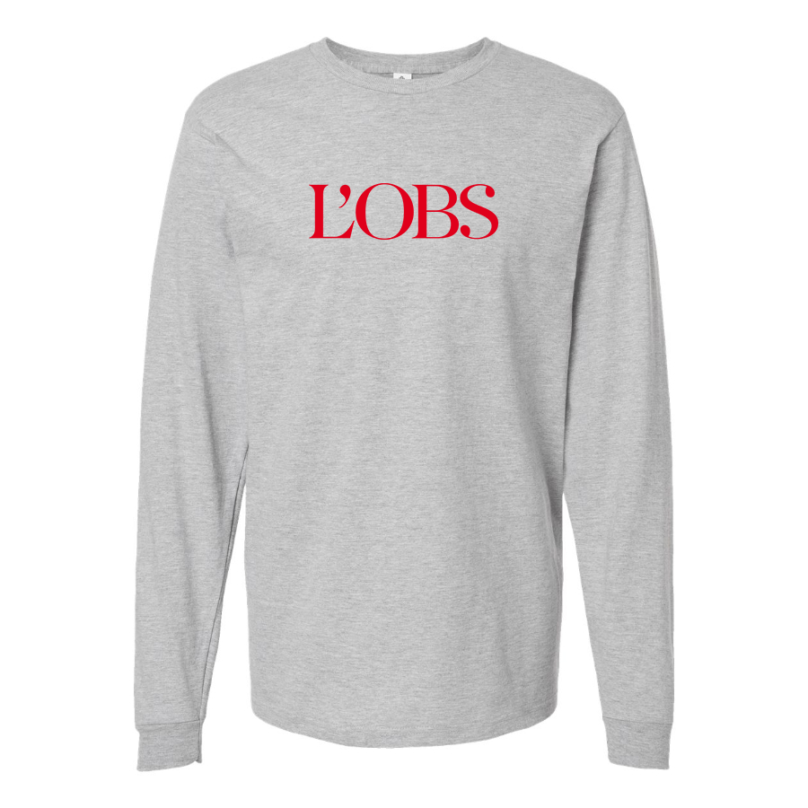 Men's  L'OBS Logo Cotton Long Sleeve T-Shirt