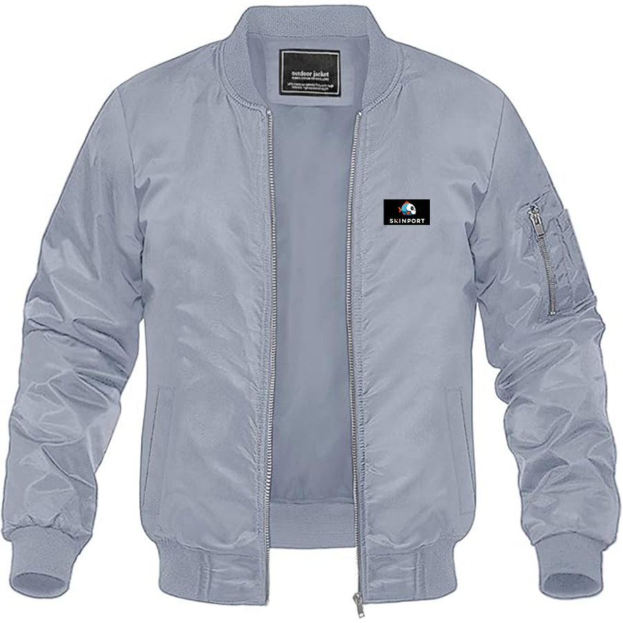 Men's Skinport  Logo Lightweight Bomber Jacket Windbreaker Softshell Varsity Jacket Coat