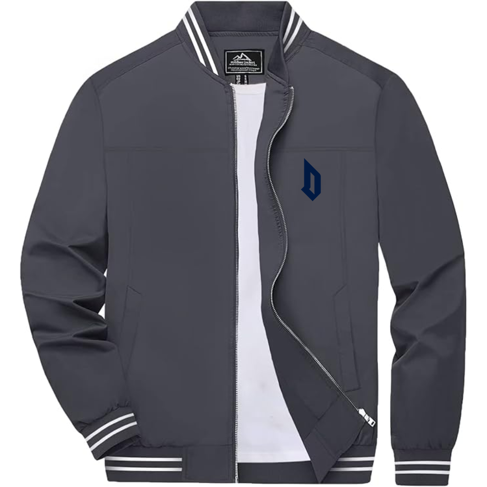 Men's  Duquesne Dukes Lightweight Zip-Up Bomber Jacket with Ribbed Collar and Cuffs Versatile Casual Outerwear
