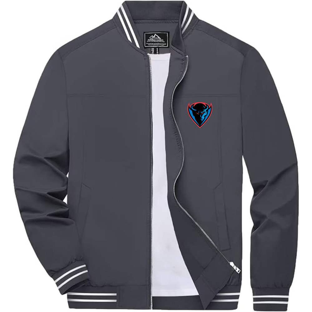 Men's DePaul Blue Demons Lightweight Zip-Up Bomber Jacket with Ribbed Collar and Cuffs Versatile Casual Outerwear