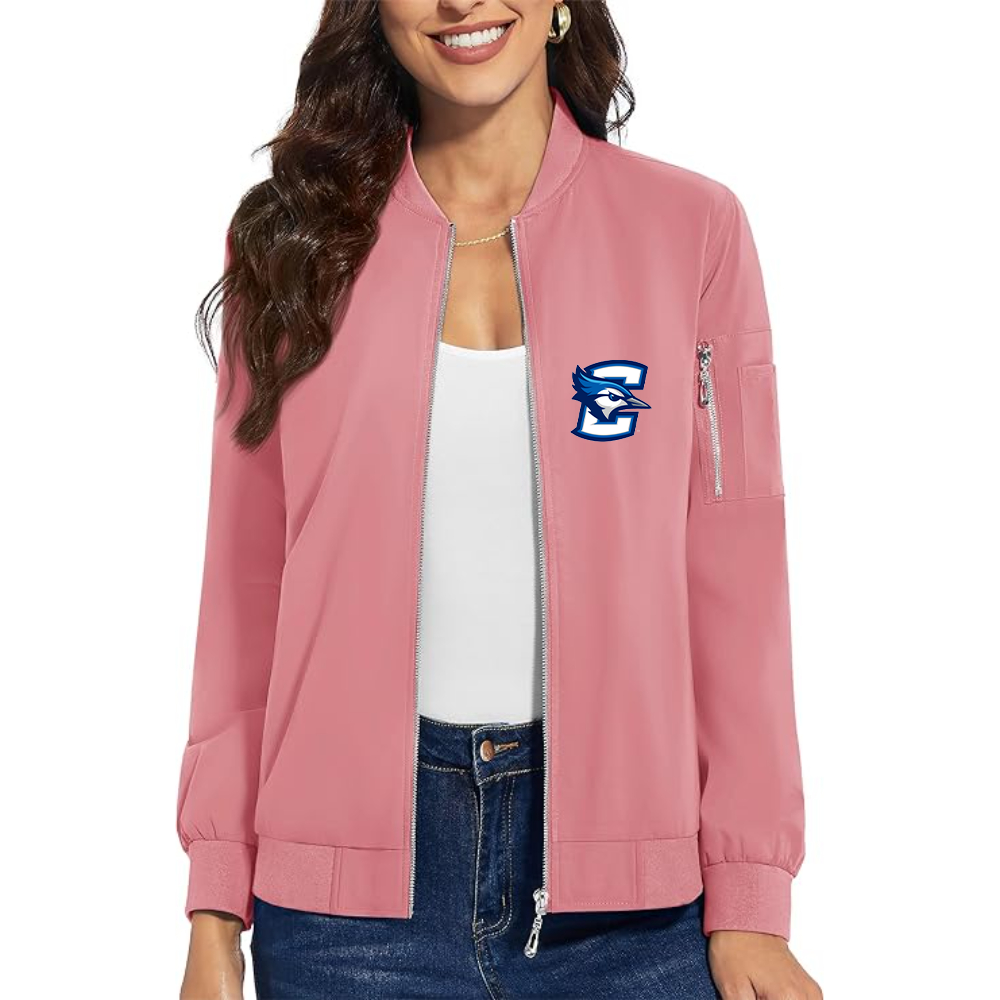 Women's  Creighton Bluejays   Premium Bomber Jacket with Polished Detailing and Functional Sleeve Pocket Modern Luxury Outerwear