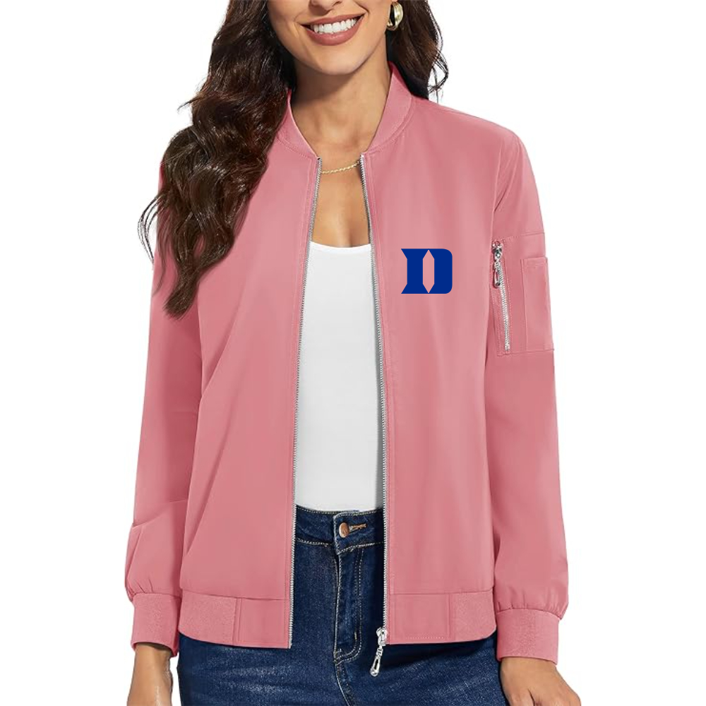Women's   Duke Blue Devils Premium Bomber Jacket with Polished Detailing and Functional Sleeve Pocket Modern Luxury Outerwear