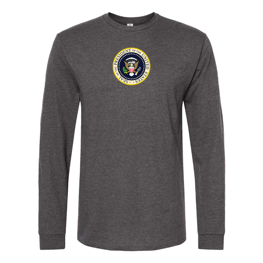 Men's USA President Seal Logo Cotton Long Sleeve T-Shirt
