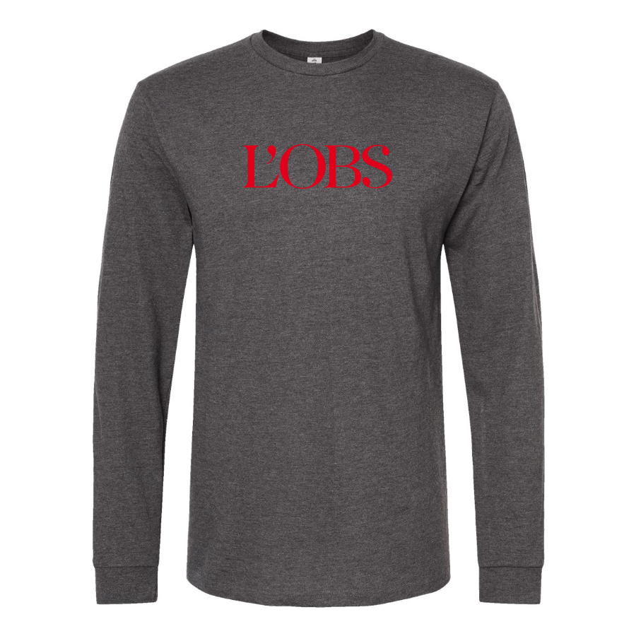 Men's  L'OBS Logo Cotton Long Sleeve T-Shirt