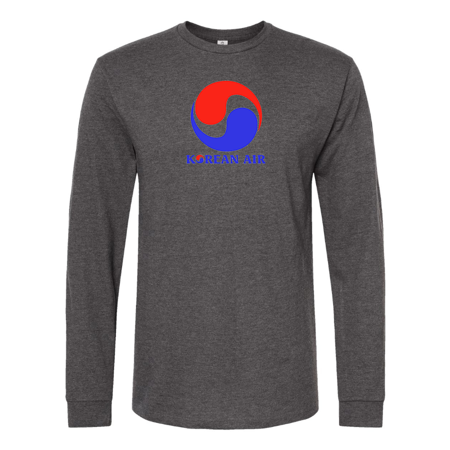 Men's Korean Air Logo Cotton Long Sleeve T-Shirt