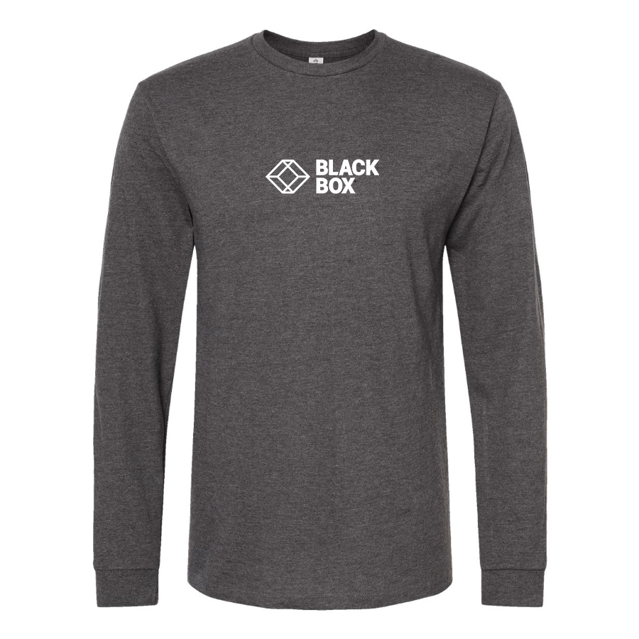 Men's Black Box Logo Cotton Long Sleeve T-Shirt